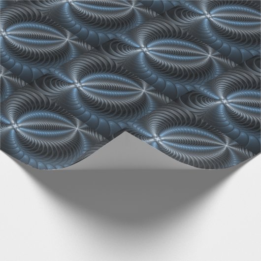 Kunststof Blauw Grijs 3D Fractal Art Modern Abstra Cadeaupapier (Hoek)