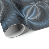 Kunststof Blauw Grijs 3D Fractal Art Modern Abstra Cadeaupapier (Rol Hoek)