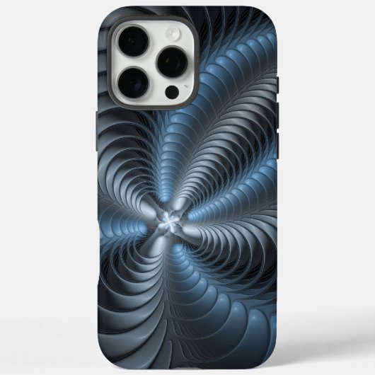 Kunststof Blauw Grijs 3D Fractal Art Modern Abstra Case-Mate iPhone Case (Achterkant)