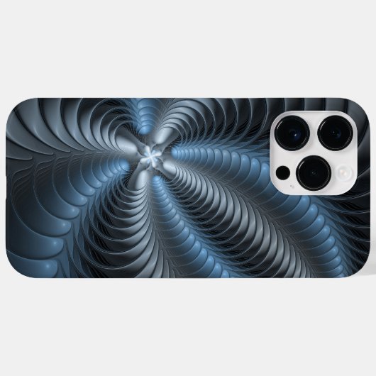 Kunststof Blauw Grijs 3D Fractal Art Modern Abstra Case-Mate iPhone Case (Achterkant (horizontaal))