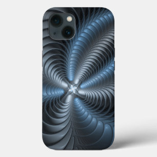 Kunststof Blauw Grijs 3D Fractal Art Modern Abstra Case-Mate iPhone Case