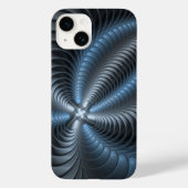 Kunststof Blauw Grijs 3D Fractal Art Modern Abstra Case-Mate iPhone Case (Achterkant)