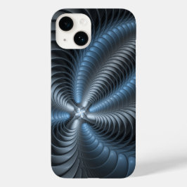 Kunststof Blauw Grijs 3D Fractal Art Modern Abstra Case-Mate iPhone 14 Hoesje
