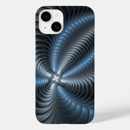 Kunststof Blauw Grijs 3D Fractal Art Modern Abstra Case-Mate iPhone Case (Achterkant)
