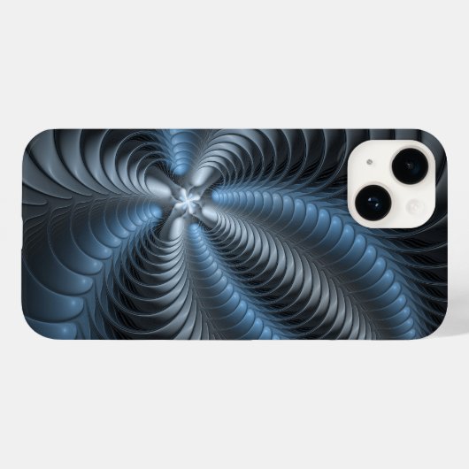 Kunststof Blauw Grijs 3D Fractal Art Modern Abstra Case-Mate iPhone Case (Achterkant (horizontaal))
