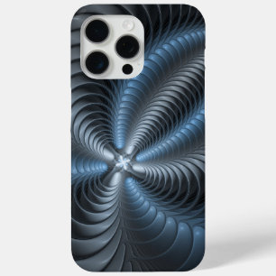 Kunststof Blauw Grijs 3D Fractal Art Modern Abstra iPhone 15 Pro Max Hoesje