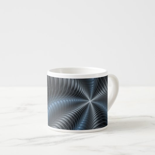 Kunststof Blauw Grijs 3D Fractal Art Modern Abstra Espresso Kop (Voorkant rechts)
