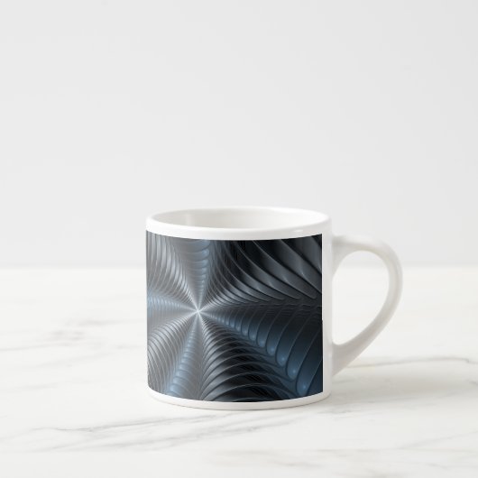 Kunststof Blauw Grijs 3D Fractal Art Modern Abstra Espresso Kop (Rechts)