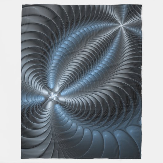 Kunststof Blauw Grijs 3D Fractal Art Modern Abstra Fleece Deken (Voorkant)
