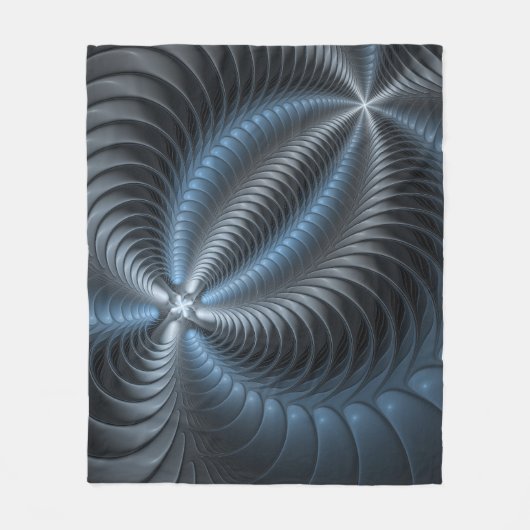 Kunststof Blauw Grijs 3D Fractal Art Modern Abstra Fleece Deken (Voorkant)