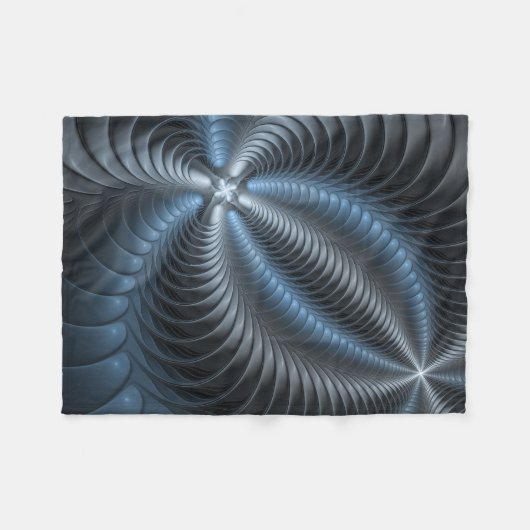 Kunststof Blauw Grijs 3D Fractal Art Modern Abstra Fleece Deken (Voorkant (Horizontaal))