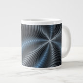 Kunststof Blauw Grijs 3D Fractal Art Modern Abstra Grote Koffiekop (Voorkant rechts)