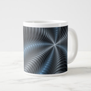 Kunststof Blauw Grijs 3D Fractal Art Modern Abstra Grote Koffiekop