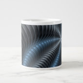 Kunststof Blauw Grijs 3D Fractal Art Modern Abstra Grote Koffiekop (Voorkant)