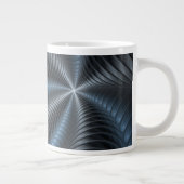Kunststof Blauw Grijs 3D Fractal Art Modern Abstra Grote Koffiekop (Rechts)