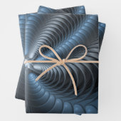 Kunststof Blauw Grijs 3D Fractal Art Modern Abstra Inpakpapier Vel (In situ)