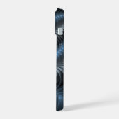 Kunststof Blauw Grijs 3D Fractal Art Modern Abstra iPhone 15 Case (Linkerkant)
