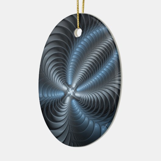 Kunststof Blauw Grijs 3D Fractal Art Modern Abstra Keramisch Ornament (Links)