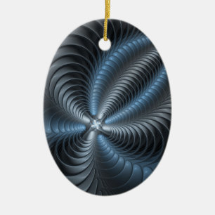 Kunststof Blauw Grijs 3D Fractal Art Modern Abstra Keramisch Ornament