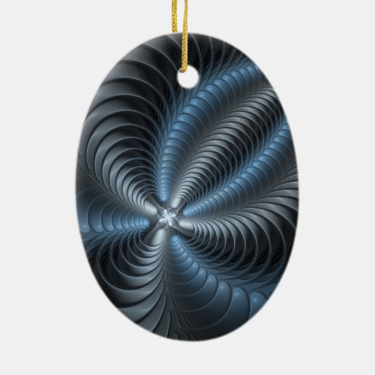 Kunststof Blauw Grijs 3D Fractal Art Modern Abstra Keramisch Ornament (Achterkant)