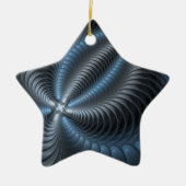 Kunststof Blauw Grijs 3D Fractal Art Modern Abstra Keramisch Ornament (Voorkant)