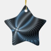 Kunststof Blauw Grijs 3D Fractal Art Modern Abstra Keramisch Ornament (Achterkant)