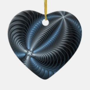 Kunststof Blauw Grijs 3D Fractal Art Modern Abstra Keramisch Ornament