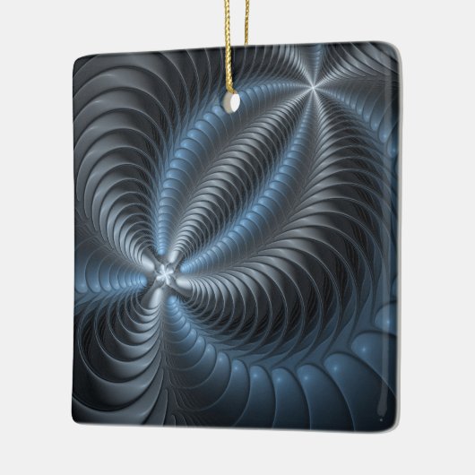 Kunststof Blauw Grijs 3D Fractal Art Modern Abstra Keramisch Ornament (Links)
