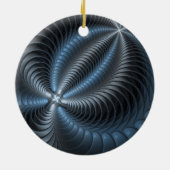 Kunststof Blauw Grijs 3D Fractal Art Modern Abstra Keramisch Ornament (Achterkant)