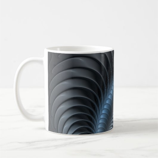 Kunststof Blauw Grijs 3D Fractal Art Modern Abstra Koffiemok (Links)