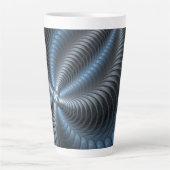 Kunststof Blauw Grijs 3D Fractal Art Modern Abstra Latte Mok (Voorkant)