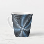 Kunststof Blauw Grijs 3D Fractal Art Modern Abstra Latte Mok (Linkerhoek)