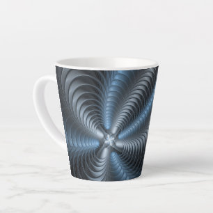 Kunststof Blauw Grijs 3D Fractal Art Modern Abstra Latte Mok
