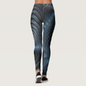 Kunststof Blauw Grijs 3D Fractal Art Modern Abstra Leggings (Achterkant)