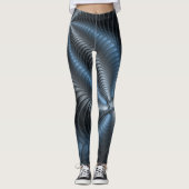 Kunststof Blauw Grijs 3D Fractal Art Modern Abstra Leggings (Voorkant)