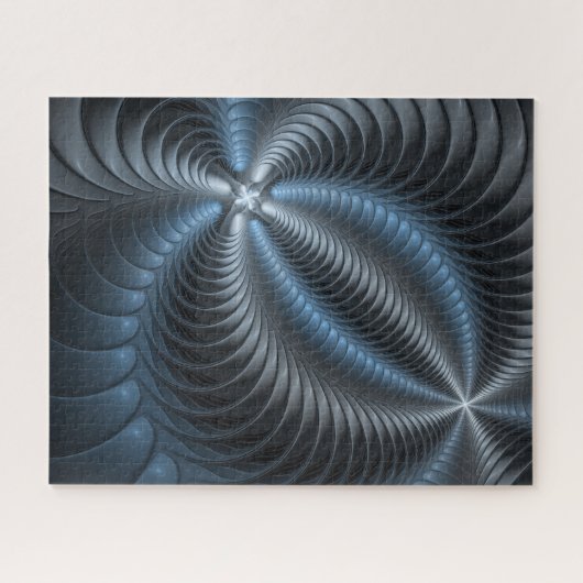 Kunststof Blauw Grijs 3D Fractal Art Modern Abstra Legpuzzel (Horizontaal)