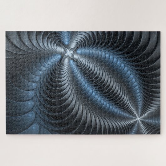 Kunststof Blauw Grijs 3D Fractal Art Modern Abstra Legpuzzel (Horizontaal)