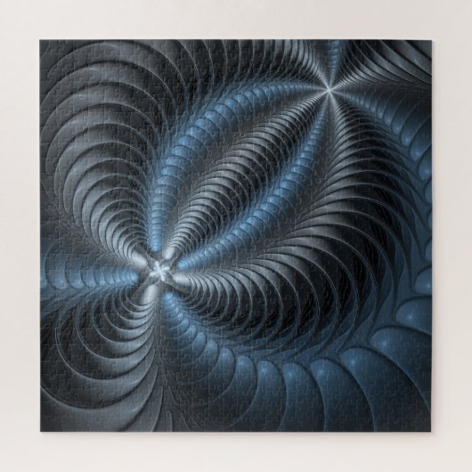 Kunststof Blauw Grijs 3D Fractal Art Modern Abstra Legpuzzel (Verticaal)