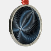 Kunststof Blauw Grijs 3D Fractal Art Modern Abstra Metalen Ornament (Rechts)
