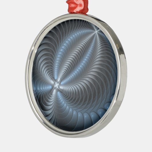 Kunststof Blauw Grijs 3D Fractal Art Modern Abstra Metalen Ornament (Links)