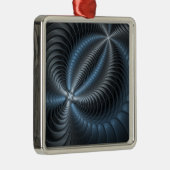 Kunststof Blauw Grijs 3D Fractal Art Modern Abstra Metalen Ornament (Rechts)