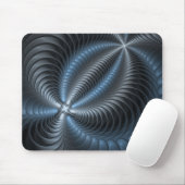 Kunststof Blauw Grijs 3D Fractal Art Modern Abstra Muismat (Met muis)