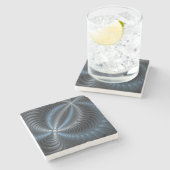 Kunststof Blauw Grijs 3D Fractal Art Modern Abstra Stenen Onderzetter (Zijkant)