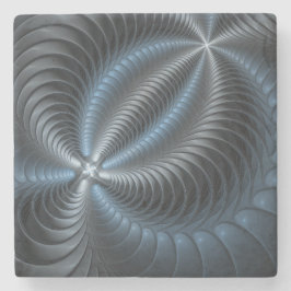 Kunststof Blauw Grijs 3D Fractal Art Modern Abstra Stenen Onderzetter