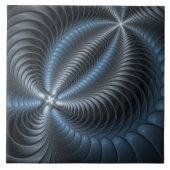 Kunststof Blauw Grijs 3D Fractal Art Modern Abstra Tegeltje (Voorkant)