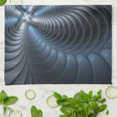 Kunststof Blauw Grijs 3D Fractal Art Modern Abstra Theedoek (Gevouwen)