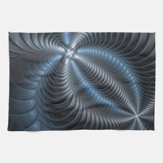 Kunststof Blauw Grijs 3D Fractal Art Modern Abstra Theedoek (Horizontaal)