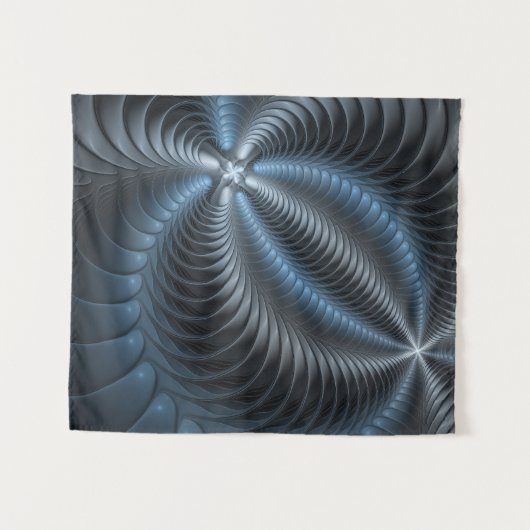 Kunststof Blauw Grijs 3D Fractal Art Modern Abstra Wandkleed (Voorkant (horizontaal))