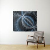 Kunststof Blauw Grijs 3D Fractal Art Modern Abstra Wandkleed (In Situ (horizontaal))