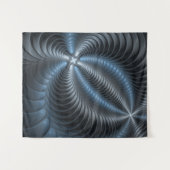 Kunststof Blauw Grijs 3D Fractal Art Modern Abstra Wandkleed (Voorkant (horizontaal))